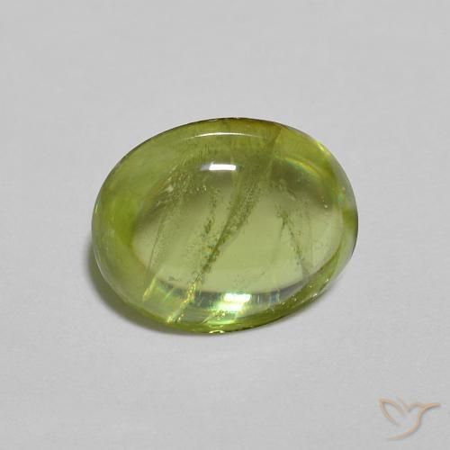 Sfene Verde oliva naturale da 1.28 ct, Ovale, Trasparente