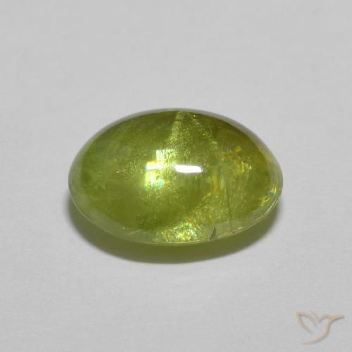 Sfene Verde oliva naturale da 1.28 ct, Ovale, Trasparente
