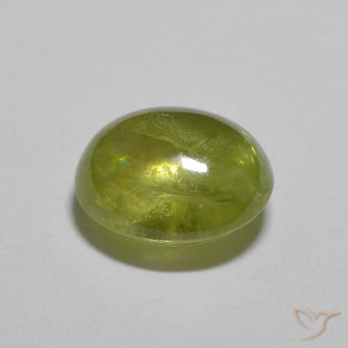 Sfene Verde oliva naturale da 1.41 ct, Ovale, Trasparente