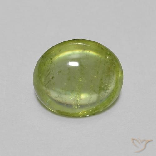 1.07ct Naturale Verde oliva Sfene, Ovale, Trasparente