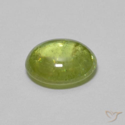 Sfene Verde oliva naturale da 1.07 ct, Ovale, Trasparente