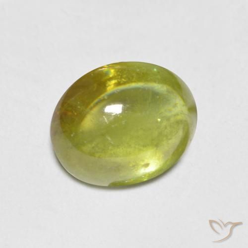Sfene Caldo terroso verde naturale da 1.37 ct, Ovale, Trasparente