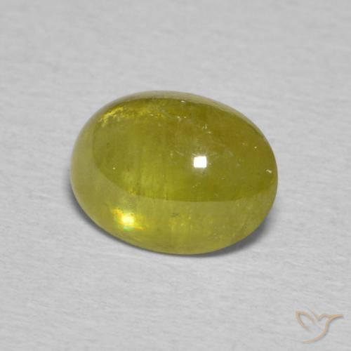 Sfene Caldo terroso verde naturale da 1.81 ct, Ovale, Trasparente
