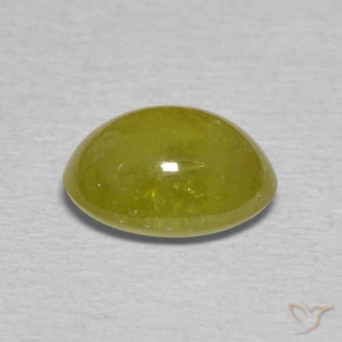 Sfene Caldo terroso verde naturale da 1.81 ct, Ovale, Trasparente