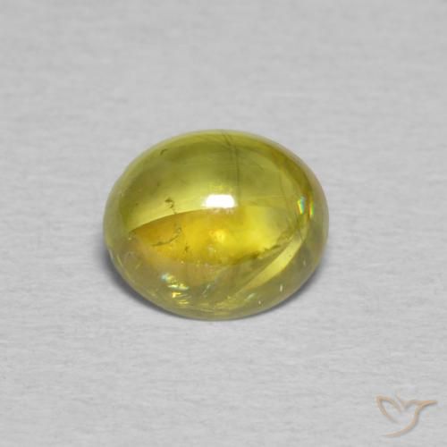 1.06ct Naturale Caldo bosco verde Sfene, Ovale, Trasparente