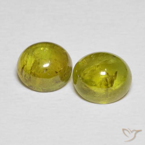 3.52ctw Naturale Caldo bosco verde Sfene, Ovale, Trasparente