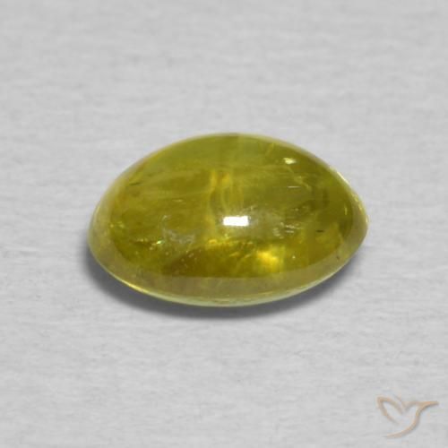 Sfene Caldo terroso verde naturale da 0.87 ct, Ovale, Trasparente