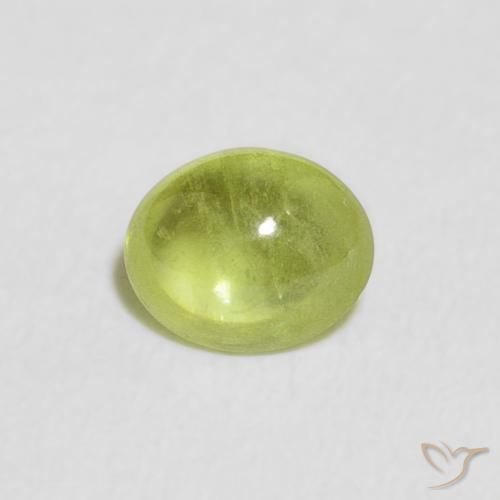 0.76ct Naturale Verde giallastro vivace Sfene, Ovale, Trasparente