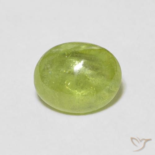 Sfene Verde lime naturale da 1.10 ct, Ovale, Trasparente