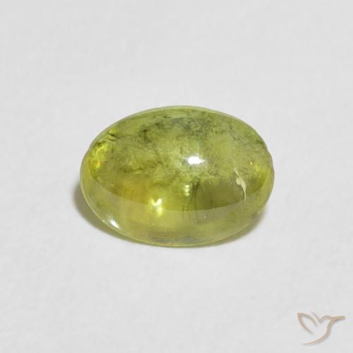 1.10ct Naturale Caldo bosco verde Sfene, Ovale, Trasparente