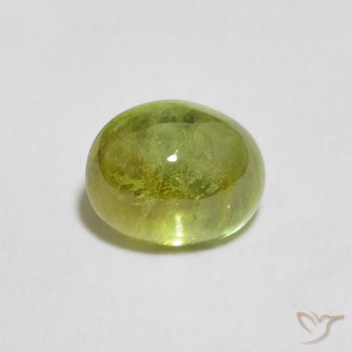 Sfene Verde oliva naturale da 1.09 ct, Ovale, Trasparente