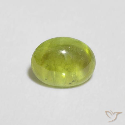 0.51ct Naturale Verde oliva Sfene, Ovale, Trasparente