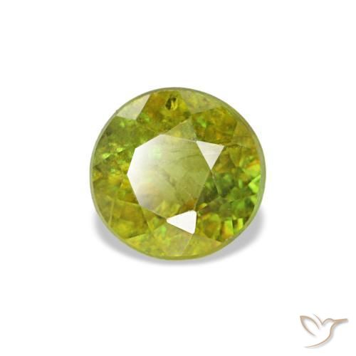 Sfene naturale caldo terroso verde da 0,40 ct, taglio rotondo, VS
