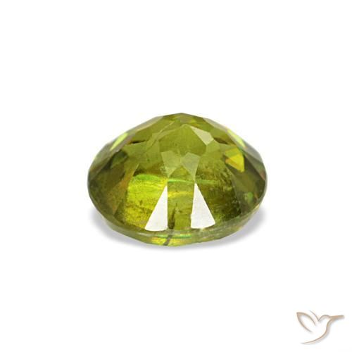 Sfene naturale caldo terroso verde da 0,40 ct, taglio rotondo, VS