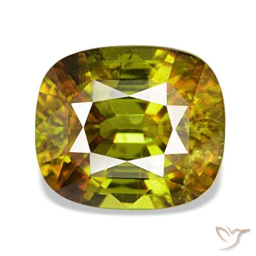 Sfene naturale verde da 4,31 ct, taglio a cuscino, VS
