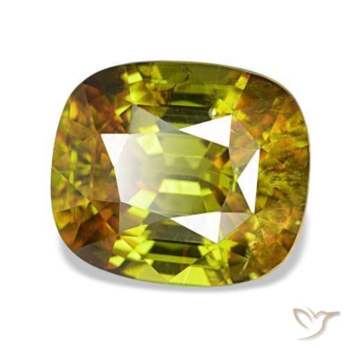 Sfene naturale verde da 4,31 ct, taglio a cuscino, VS