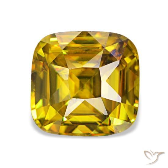 Sfene naturale dorato da 1,97 ct, taglio a cuscino, VVS-VS