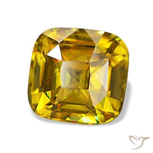 Sfene naturale dorato da 1,97 ct, taglio a cuscino, VVS-VS