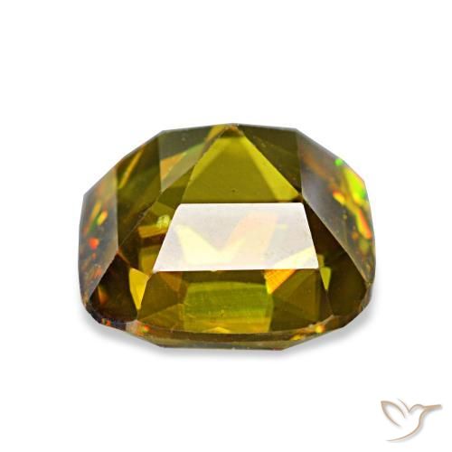 Sfene naturale dorato da 1,97 ct, taglio a cuscino, VVS-VS