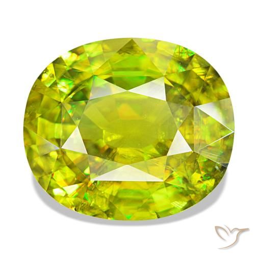 Sfene naturale verde da 13,27 ct, taglio ovale, VS