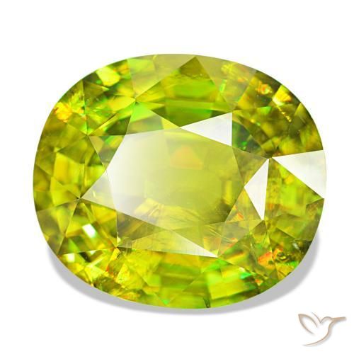 Sfene naturale verde da 13,27 ct, taglio ovale, VS
