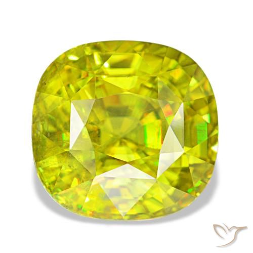 Sfene naturale verde da 4,65 ct, taglio a cuscino, VS