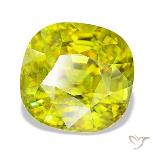 Sfene naturale verde da 4,65 ct, taglio a cuscino, VS