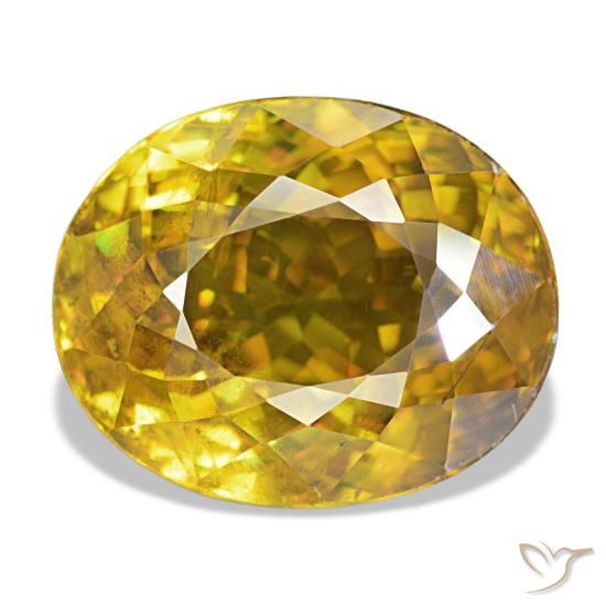Sfene naturale dorato da 7,19 ct, taglio ovale, VS