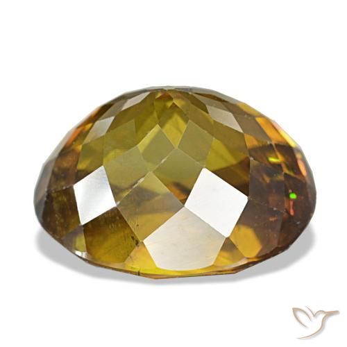 Sfene naturale dorato da 7,19 ct, taglio ovale, VS