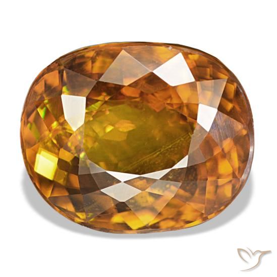 Sfene naturale arancione da 7,40 ct, taglio ovale, VS