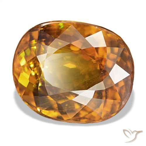 Sfene naturale arancione da 7,40 ct, taglio ovale, VS