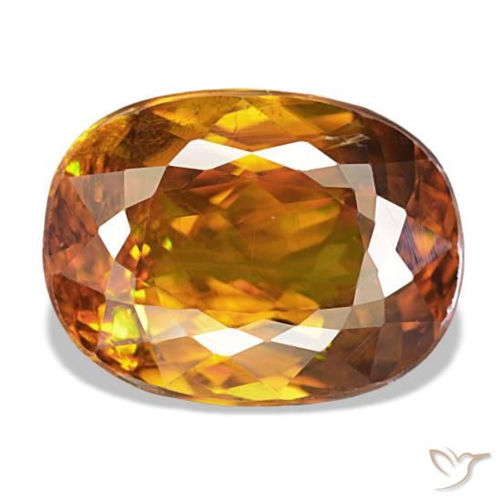 Sfene naturale arancione da 6,02 ct, taglio ovale, VS