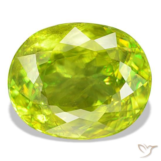 Sfene naturale verde da 9,05 ct, taglio ovale, VS