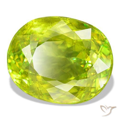 Sfene naturale verde da 9,05 ct, taglio ovale, VS