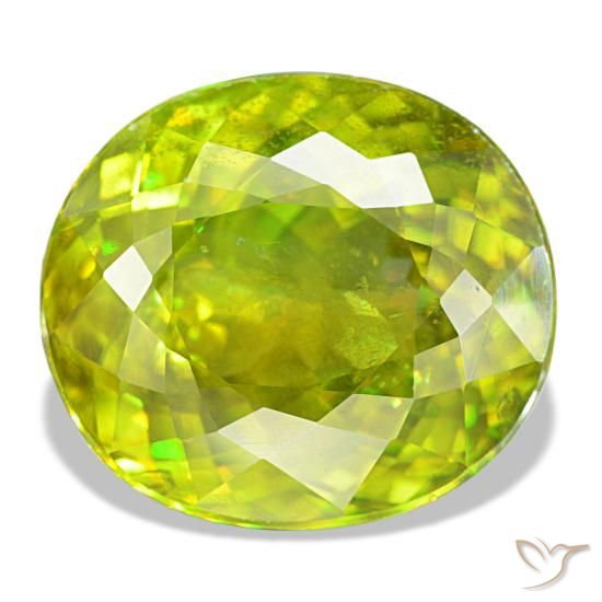 Sfene naturale verde da 8,65 ct, taglio ovale, VS