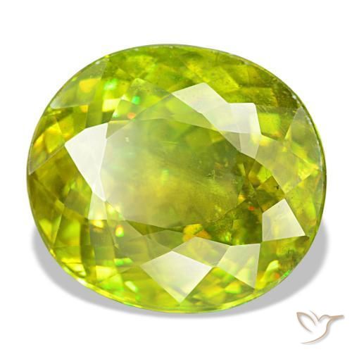 Sfene naturale verde da 8,65 ct, taglio ovale, VS
