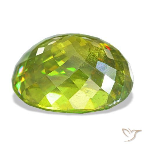 Sfene naturale verde da 8,65 ct, taglio ovale, VS