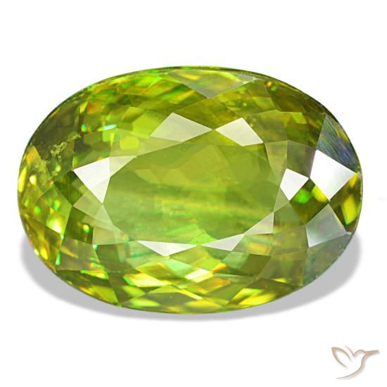 Sfene naturale verde da 7,87 ct, taglio ovale, VS
