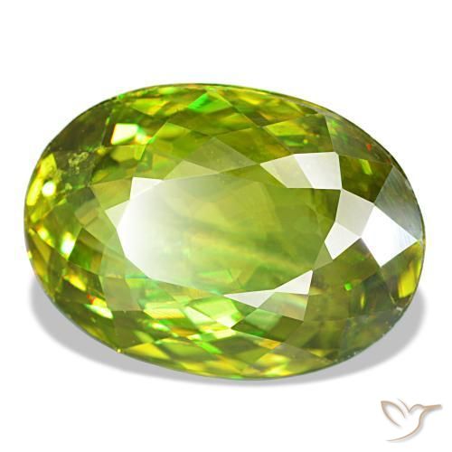 Sfene naturale verde da 7,87 ct, taglio ovale, VS