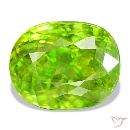 Sfene naturale verde da 8,35 ct, taglio ovale, VS
