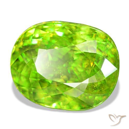 Sfene naturale verde da 8,35 ct, taglio ovale, VS