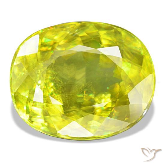 8.11ct verde sfene, ovale, VS