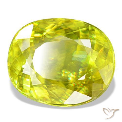 Sfene naturale verde da 8,11 ct, taglio ovale, VS