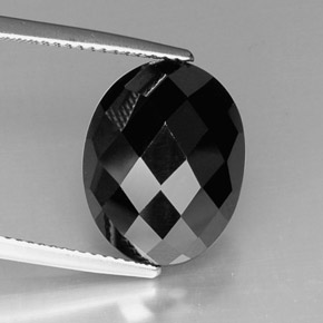 Spinello naturale nero da 9,20 ct, taglio ovale, opaco