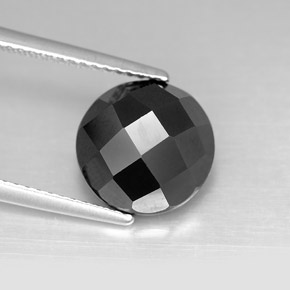 Spinello naturale nero da 5,03 ct, taglio rotondo, opaco