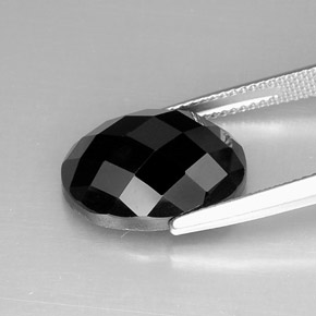 Spinello naturale nero da 11,93 ct, taglio ovale, opaco