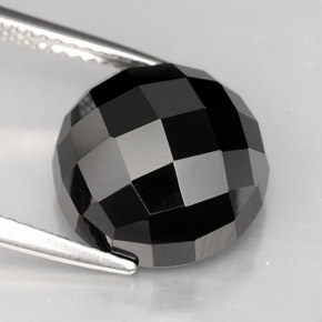 Spinello naturale nero da 9,14 ct, taglio rotondo, opaco