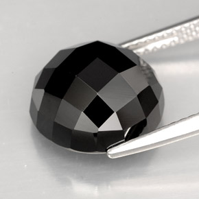 Spinello naturale nero da 9,14 ct, taglio rotondo, opaco