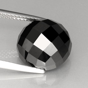 Spinello naturale nero da 8,90 ct, taglio rotondo, opaco