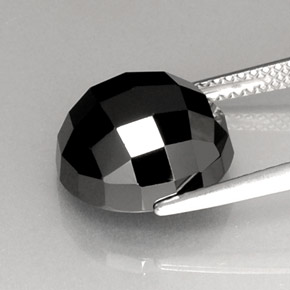 Spinello naturale nero da 8,90 ct, taglio rotondo, opaco